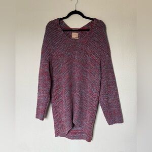 Urban Outfitters Red and Blue V-Neck Sweater